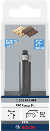 Broca fresadora Bosch PRO de 12,7×40 mm y vástago de 8 mm.